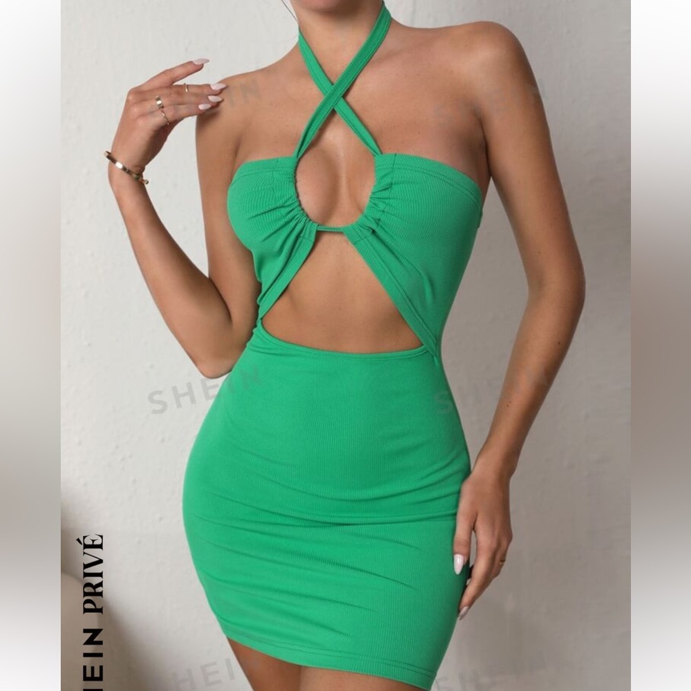 Halter Neck Cut Out Bodycon Dress